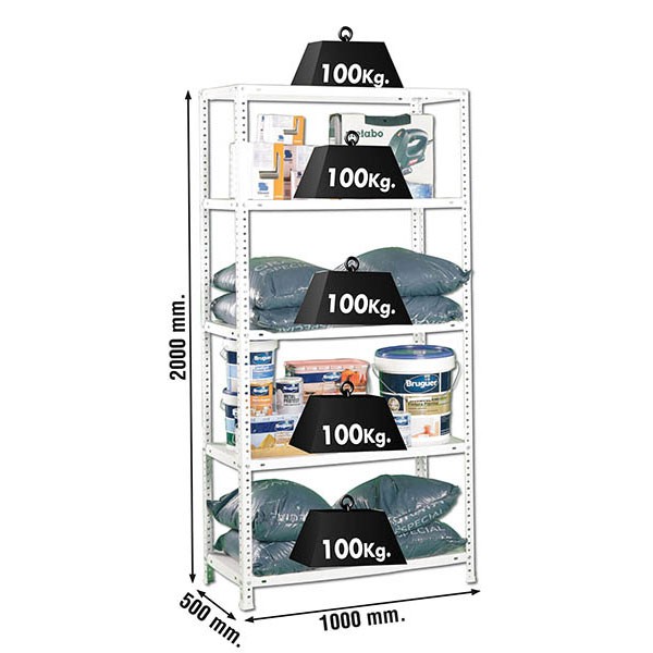 Estantería SIMONRACK COMFORT PLUS 5/500 BLANCO 2000x1000x500