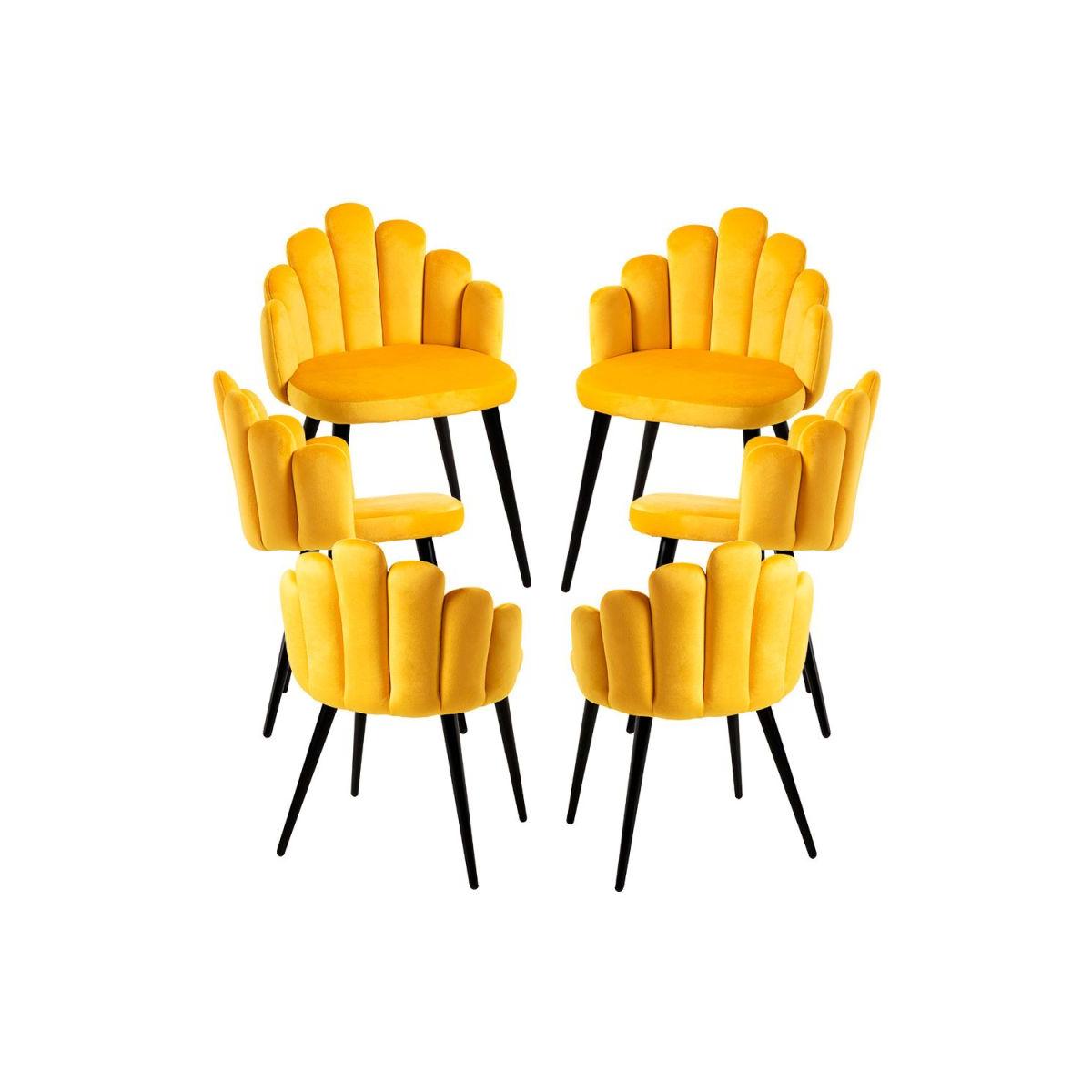 Regalos Miguel - Packs Sillas Comedor - Pack 6 Sillas Hand Patas Negras Terciopelo - Amarillo