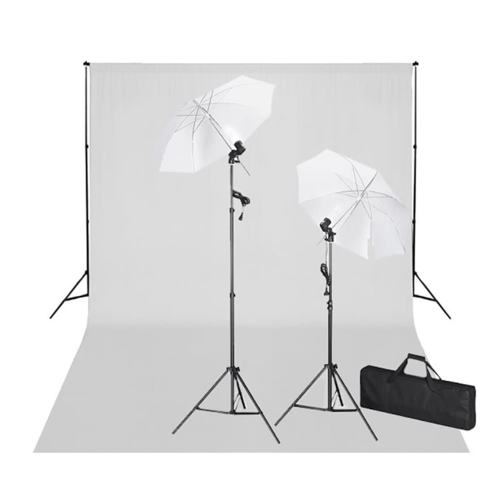 vidaXL Equipo de Estudio de Fotografía Telón de Fondo 600x300 y Luces Color Negro,  Verde,  Blanco y mas