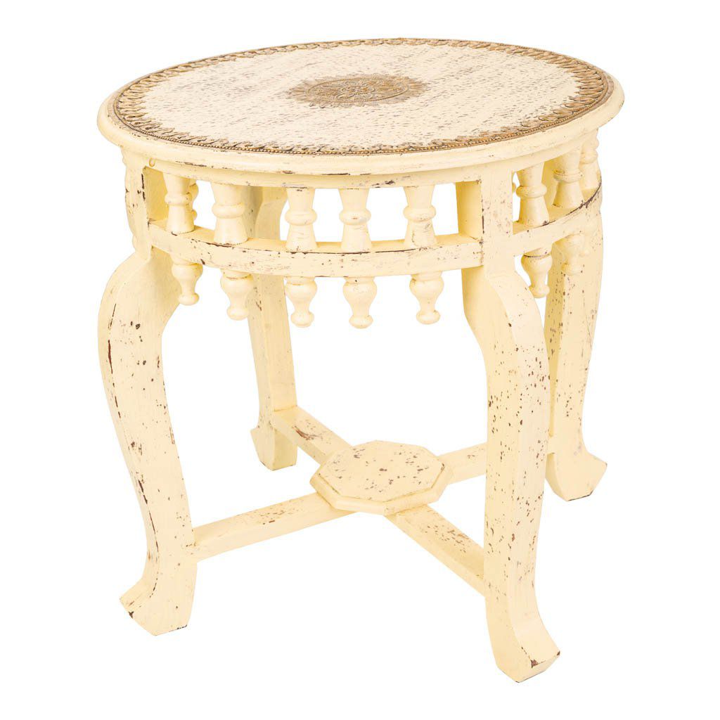 Mesa De Centro De Madera Y Metal Beige Medidas: 45x45x52cm