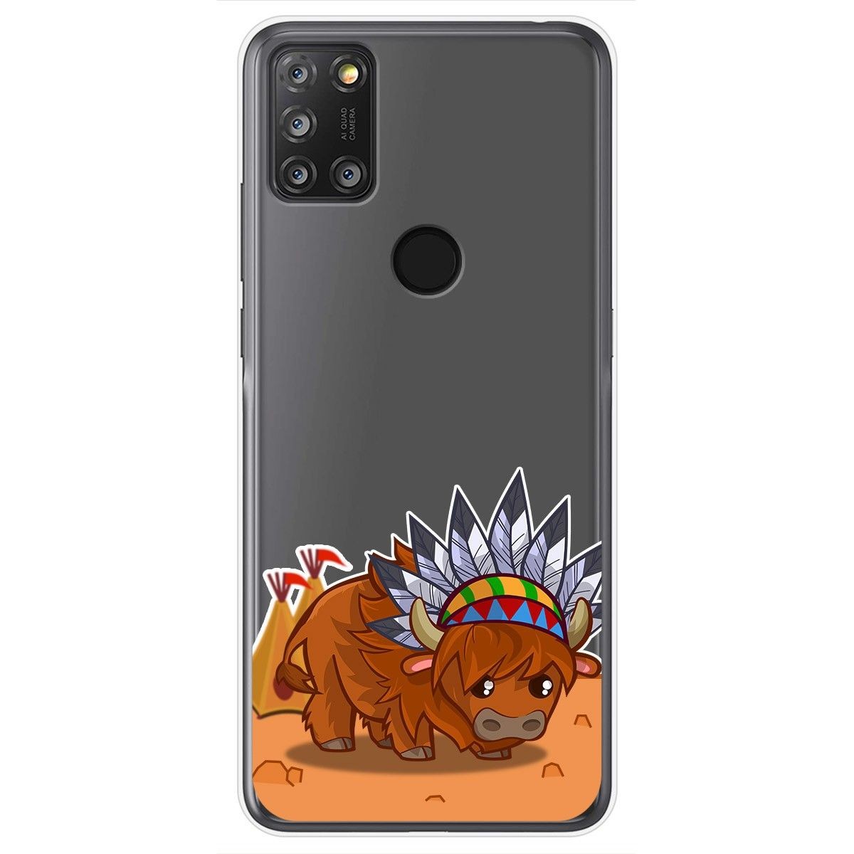 Tumundosmartphone Funda Gel Transparente para Alcatel 3X 4CAM diseño Bufalo Dibujos