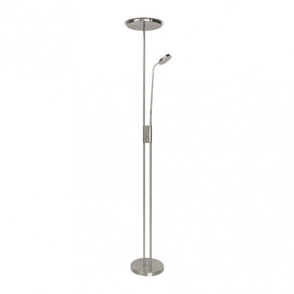 Pie de salon antares 20w+7w 4000k  c/lector  niquel 183x25x25 cm tactil c/reg.intensidad y memoria