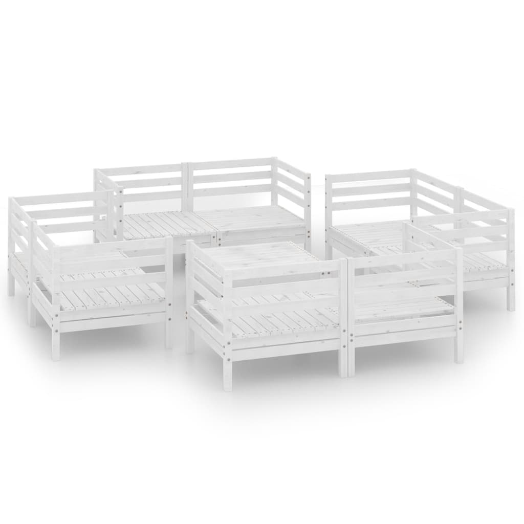 vidaXL Juego de muebles de jardín 9 pzas madera maciza de pino blanco