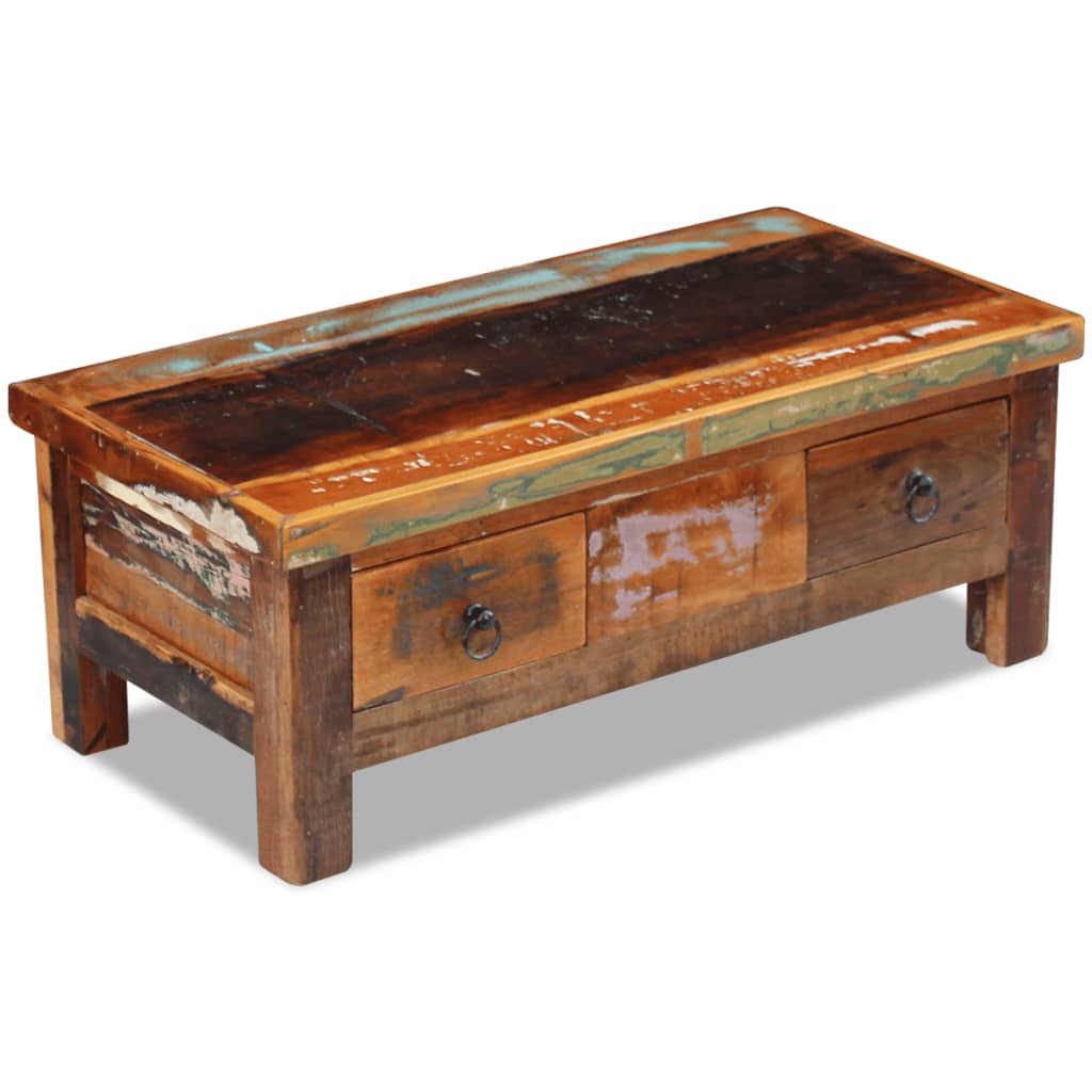 Mesa de Centro Vidaxl de Madera Maciza de Mango 90x45x35 Cm Marrón y Multicolor