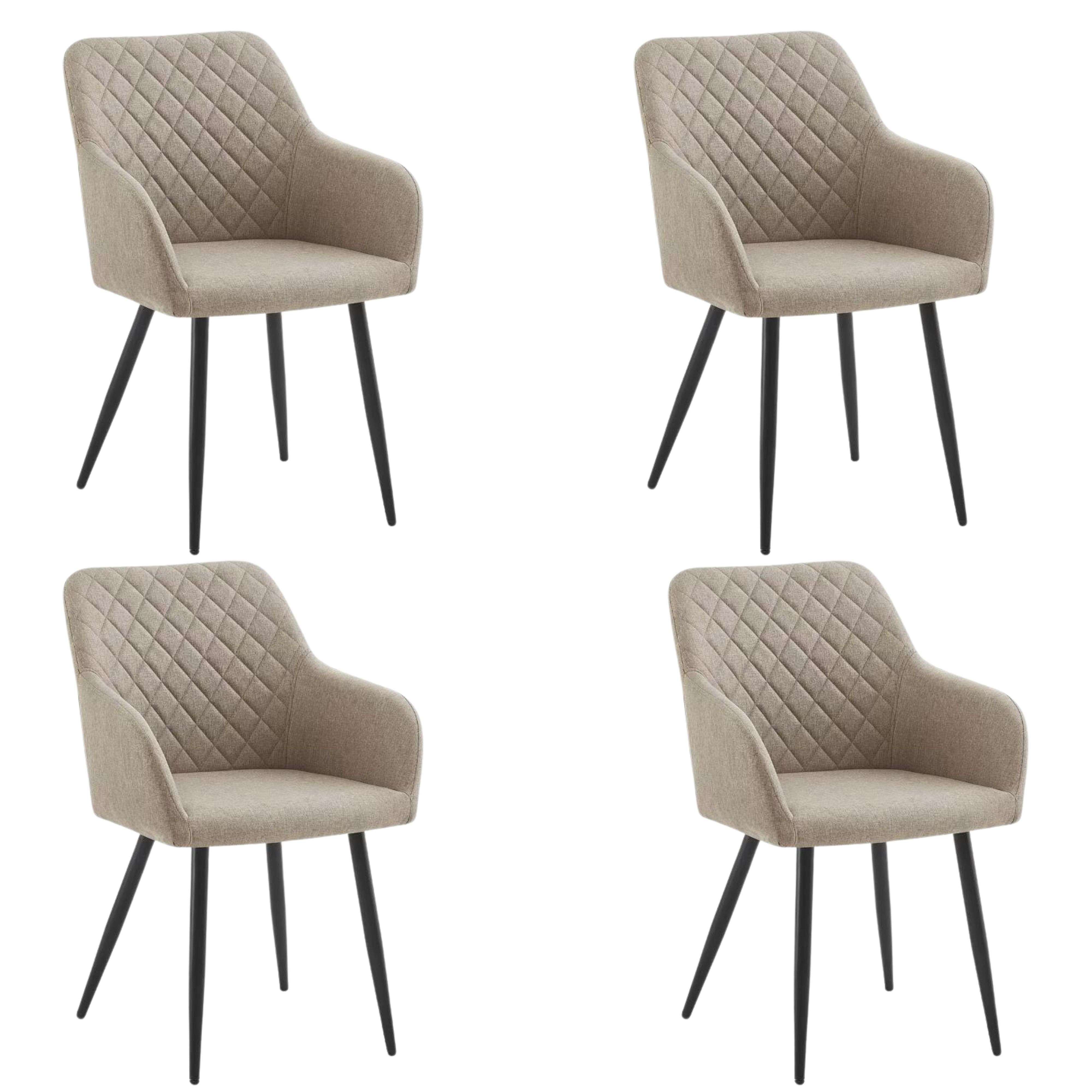 Miroytengo Pack Sillas Comedor Rombo, Juego de Sillas Salón Tapizadas, Sillas Sala de Estar - Beige