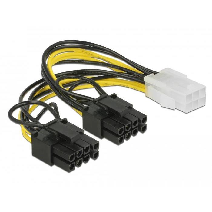DELOCK Cable de alimentación PCIe de 6 Pines -> 2 x 8 Pines PCIe BU/St 0,15 m.