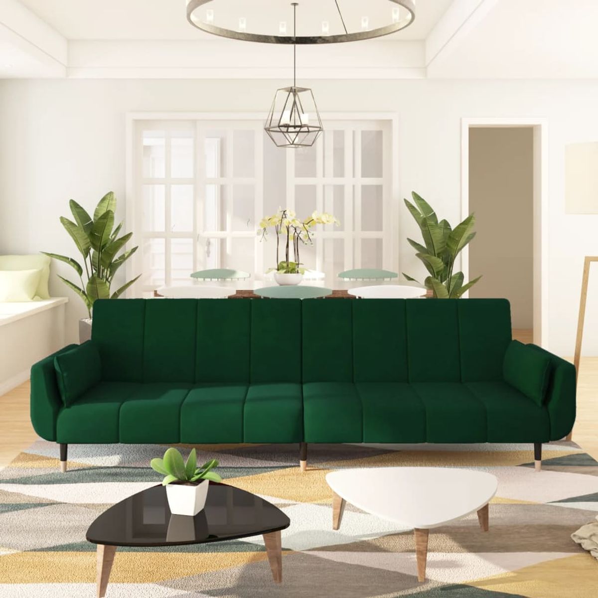 Sofá cama Hirina 2 plazas respaldo ajustable con almohadas 69x220x84,5 cm