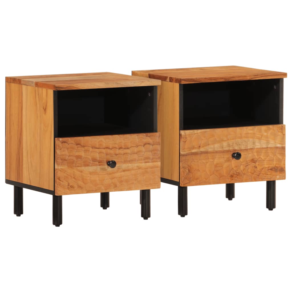 Vidaxl Mesita de Noche 2 Uds Madera Maciza Acacia 40x33x46 Cm