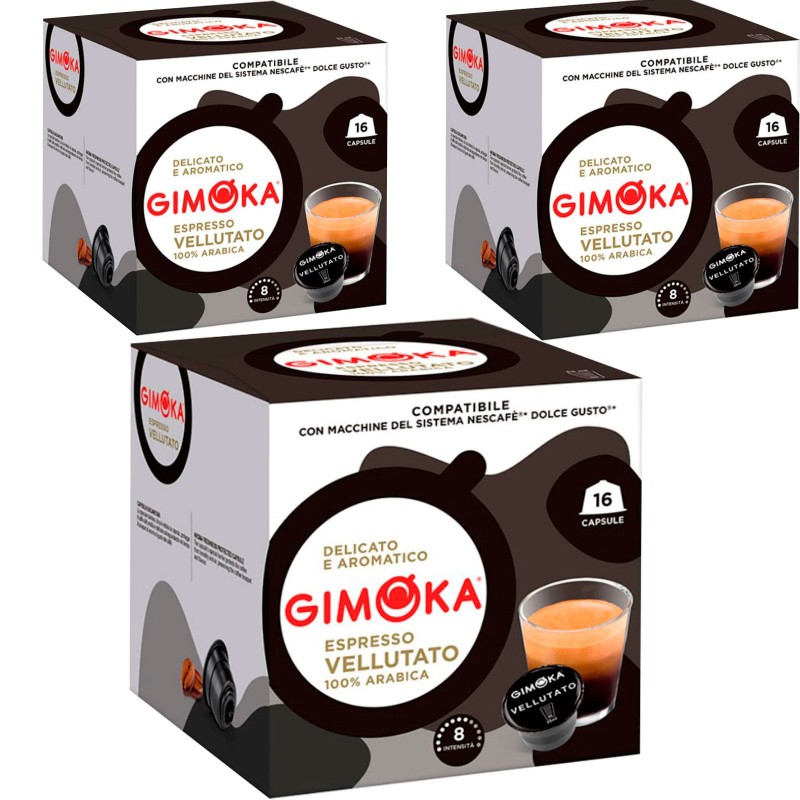 Gimoka - DOLCE GUSTO 3 cajas Espresso Gimoka , Dolce Gusto compatible 16 cápsulas CUPBCDGGEVEL16X2