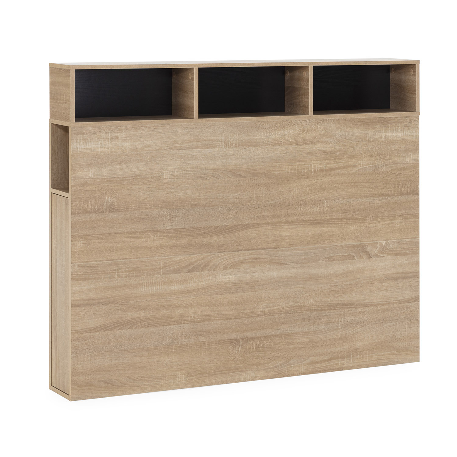 VS Venta-Stock Cabecero de Cama Zeus 145 cm con almacenaje Roble, 2 Puertas 9 Huecos