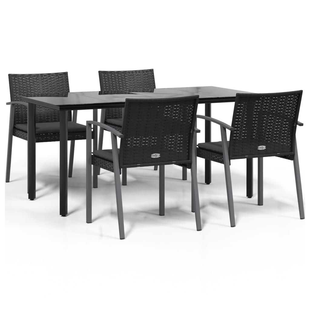 vidaXL Juego comedor jardín 5 piezas y cojines ratán sintético y acero