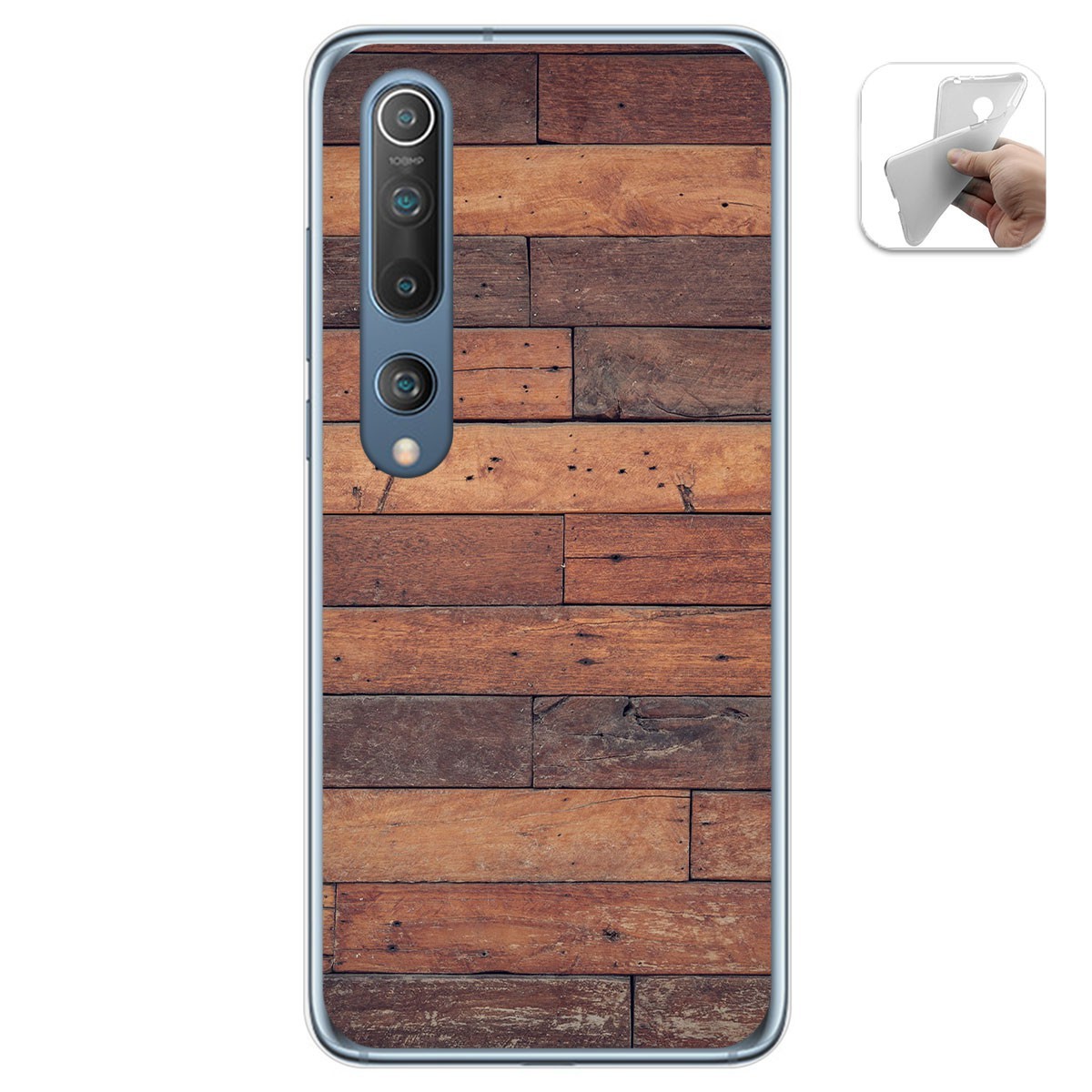 Tumundosmartphone Funda Gel Tpu para Xiaomi Mi 10 / Mi 10 Pro diseño Madera 03 Dibujos
