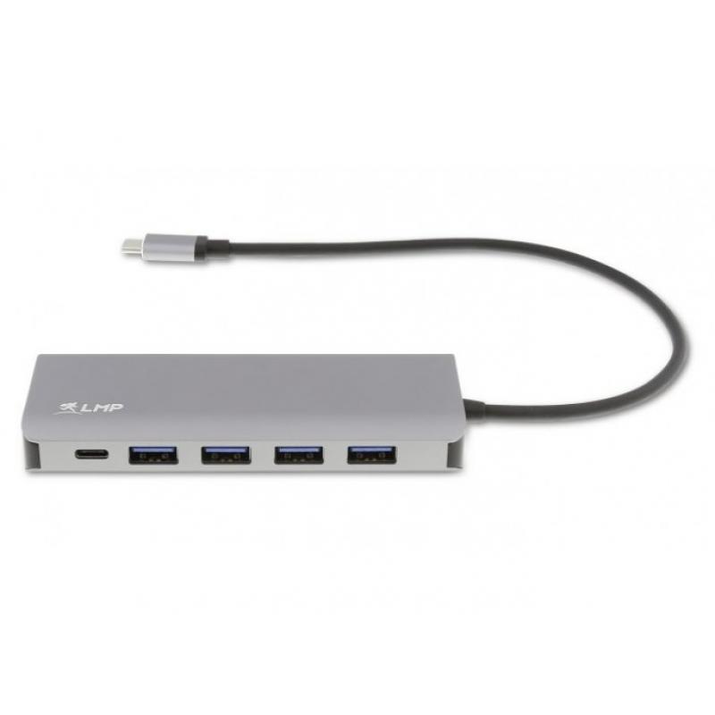 Concentrador USB-C, concentrador USB-A (4) y USB-C (3) de 7 puertos, función de carga (BC1.2), fuente de alimentación externa (3