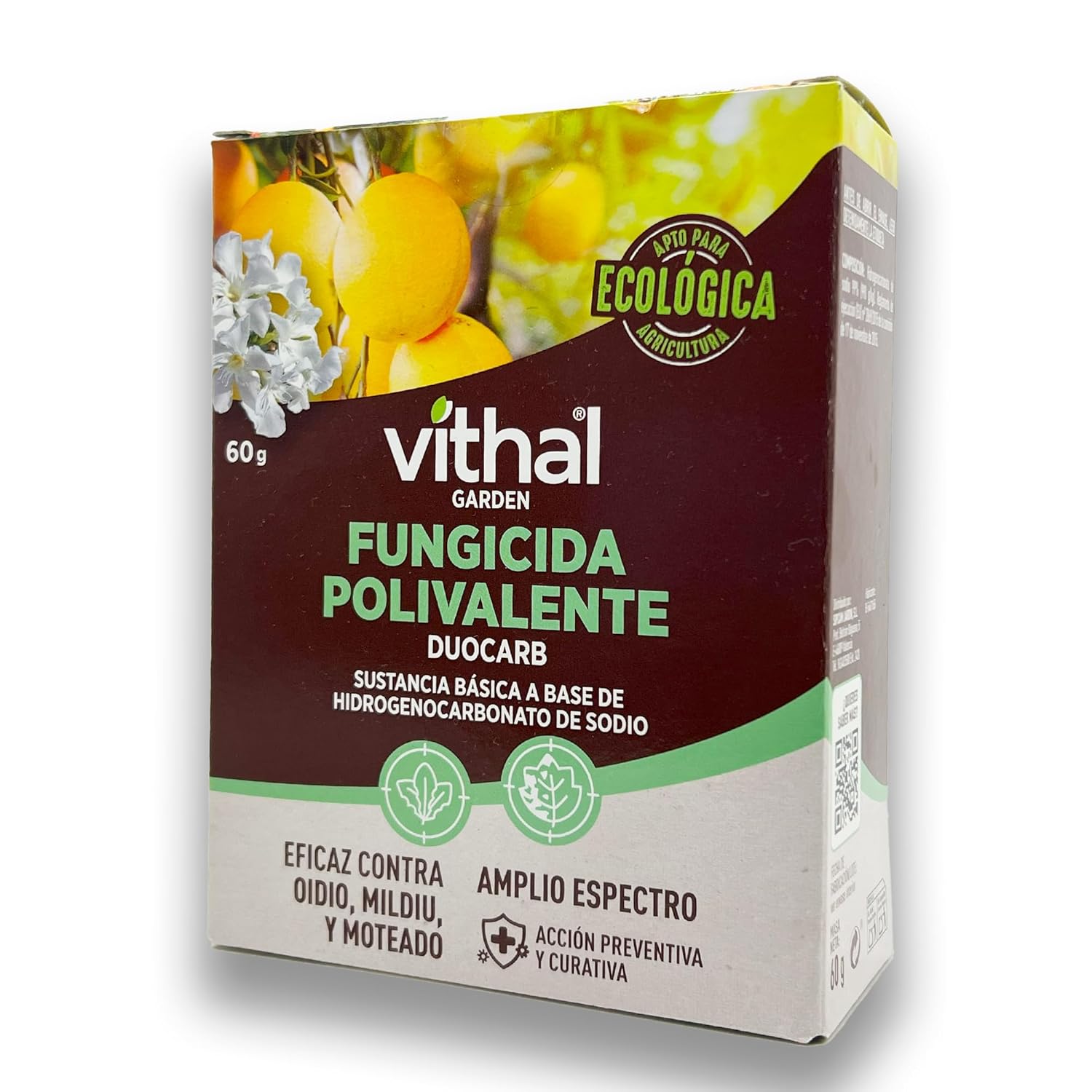 Fungicida ECOLÓGICO Polivalente DUOCARB contra Mildiu, Oidio, Botritis, Cenicilla, Moteado y Sarna |  Control eficaz de hongos comunes |Envase 60 GR para 15 Litros de Agua | Fungicida MUY EFECTIVO Preventivo y Curativo | Nexum+Market