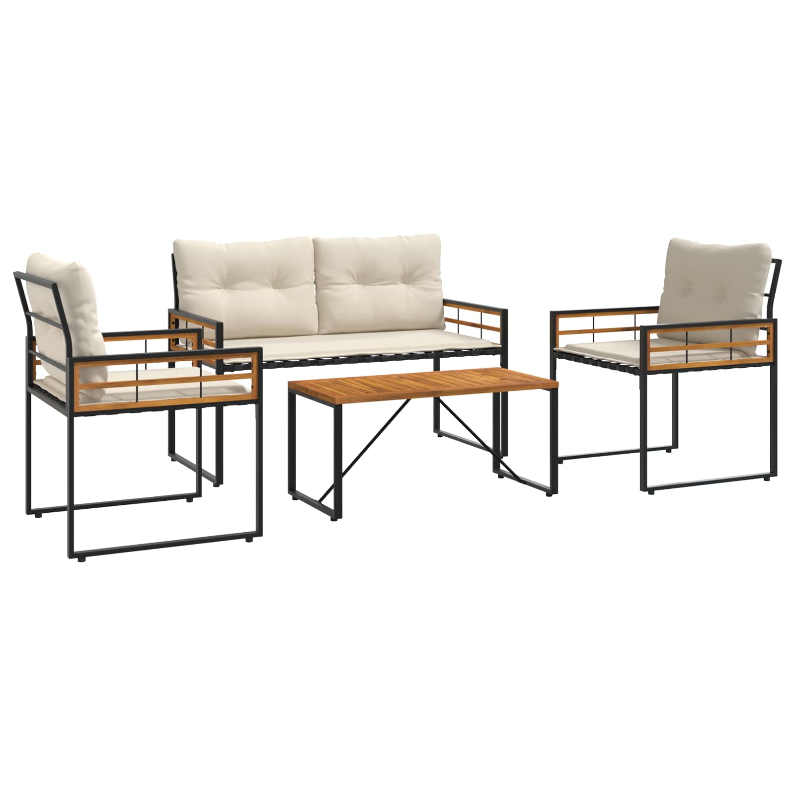 vidaXL Juego de muebles de exterior con cojín 4 pcs