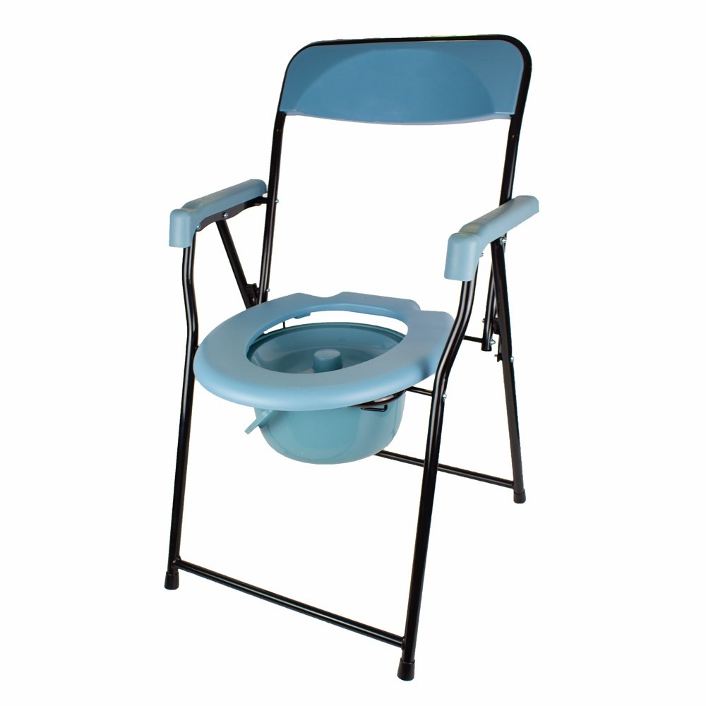 Silla WC con ruedas, Reposabrazos abatibles regulables, Reposapiés  extraíbles, Gris, Ancla