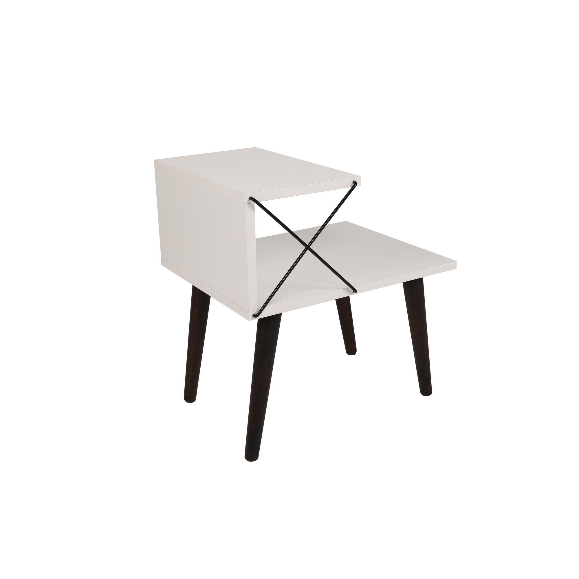 Habitat y Jardin - Mesilla de noche de madera "Cross" 50 x 40 x 55 cm - Blanco