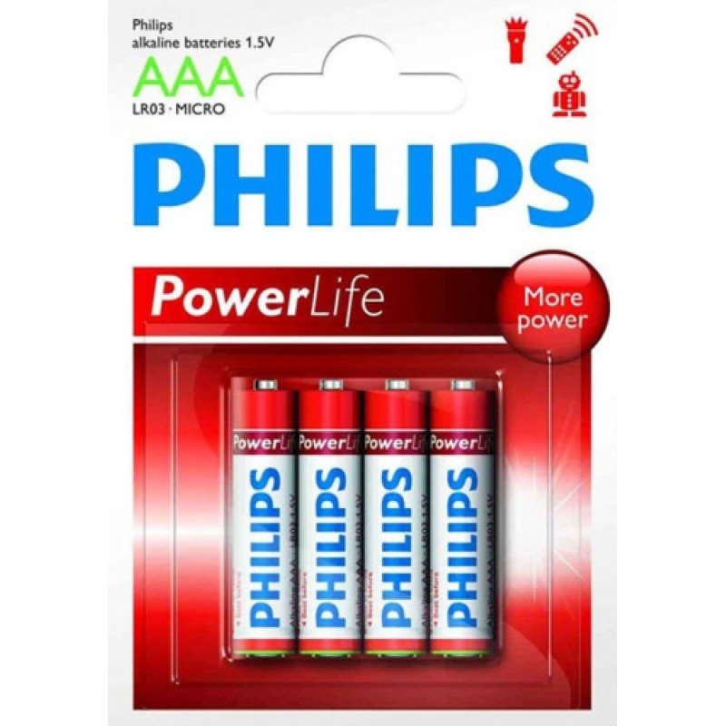 Philips Pila Alcalina AAA Pack de 4 - Larga Duración