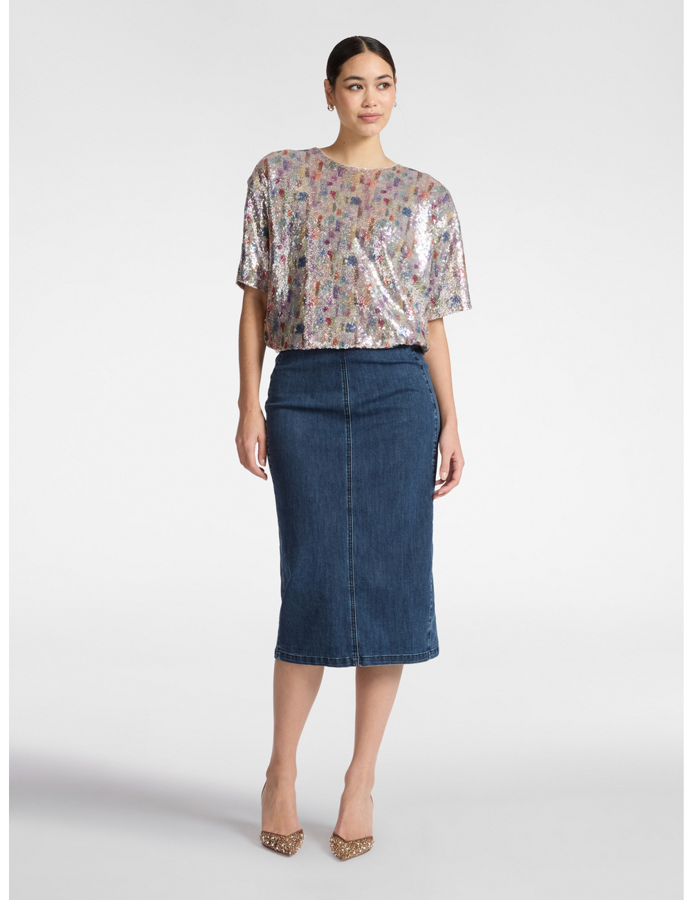 Elena Mirò - Falda midi de denim