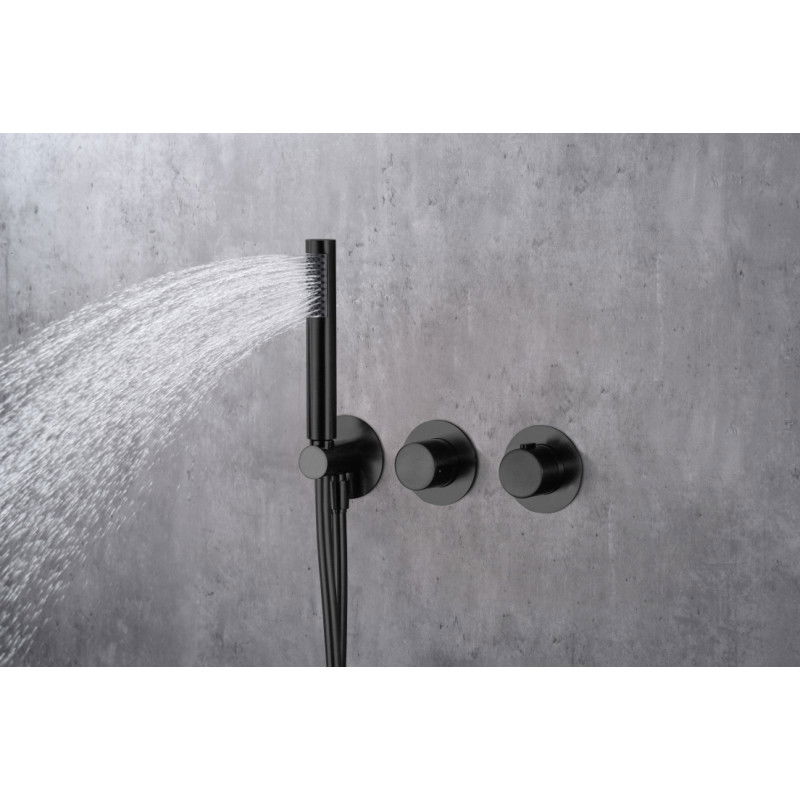 Imex Assen GTA052/NG Conjunto de ducha termostático empotrado con rociador de pared o de techo acabado en negro mate