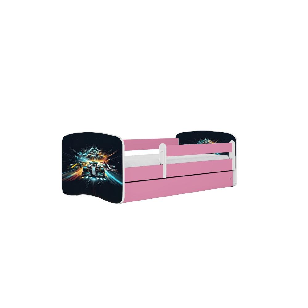 Cama 160 x 80 cm Kocot Kids com colchão BabyDreams Race Pink