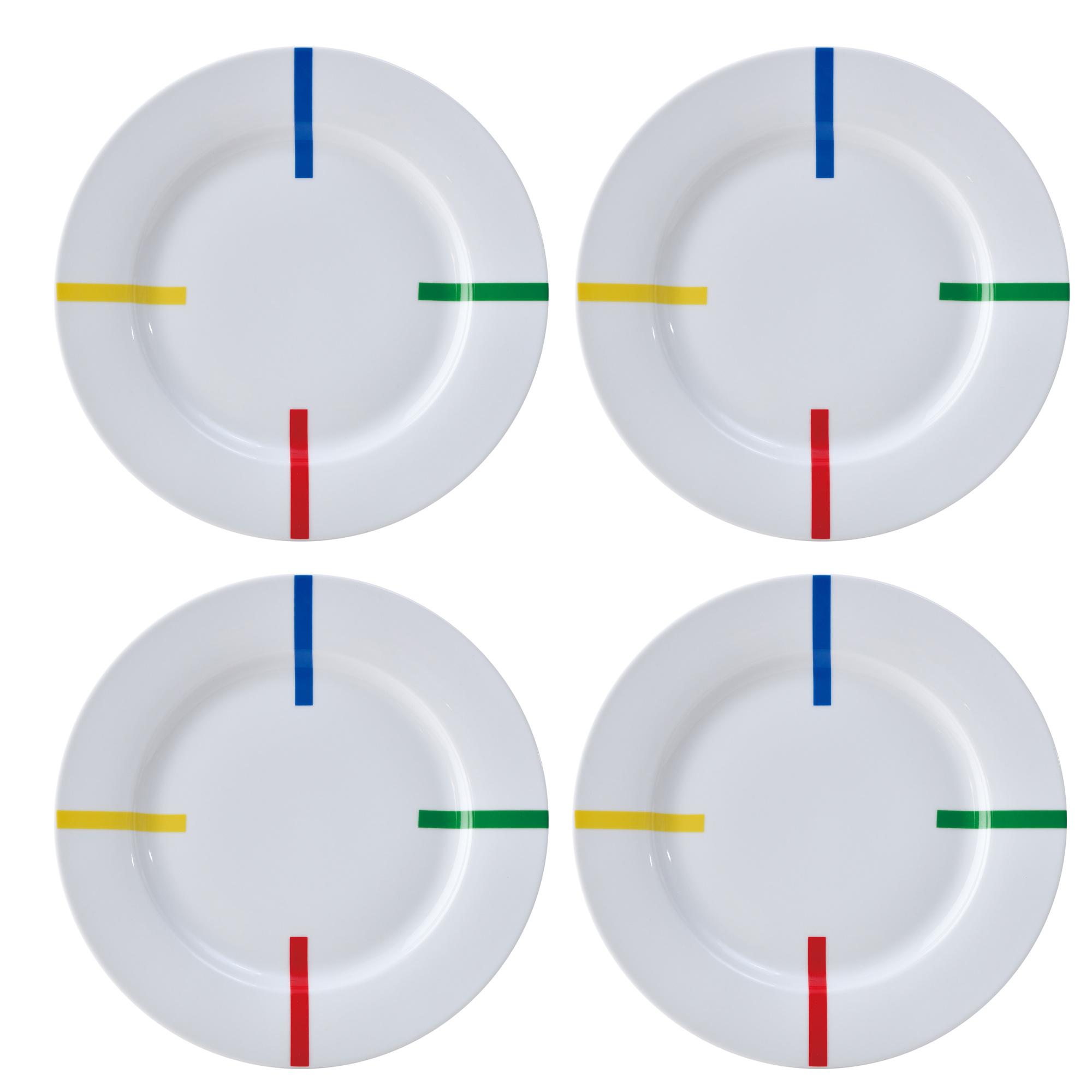 Set 4pc plato llano ø27cm porcelana con diseño a rayas de colores CASA BENETTON