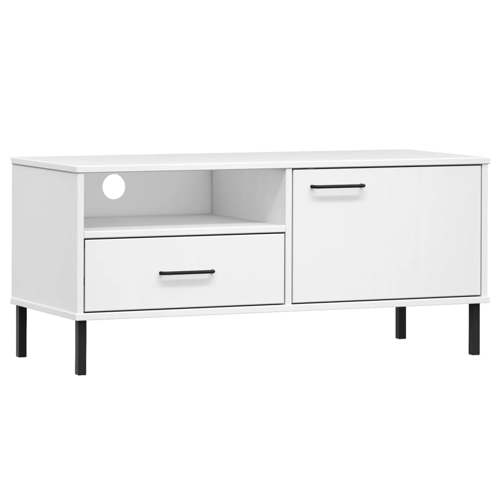 Vidaxl Mueble de TV con Patas de Metal OSLO Madera Maciza Pino 106x40x46,5 Cm