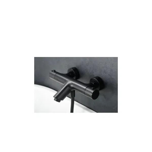 IMEX GENOVA BTG053-4NG Grifería termostática para bañera y ducha hecha de latón con acabado negro mate
