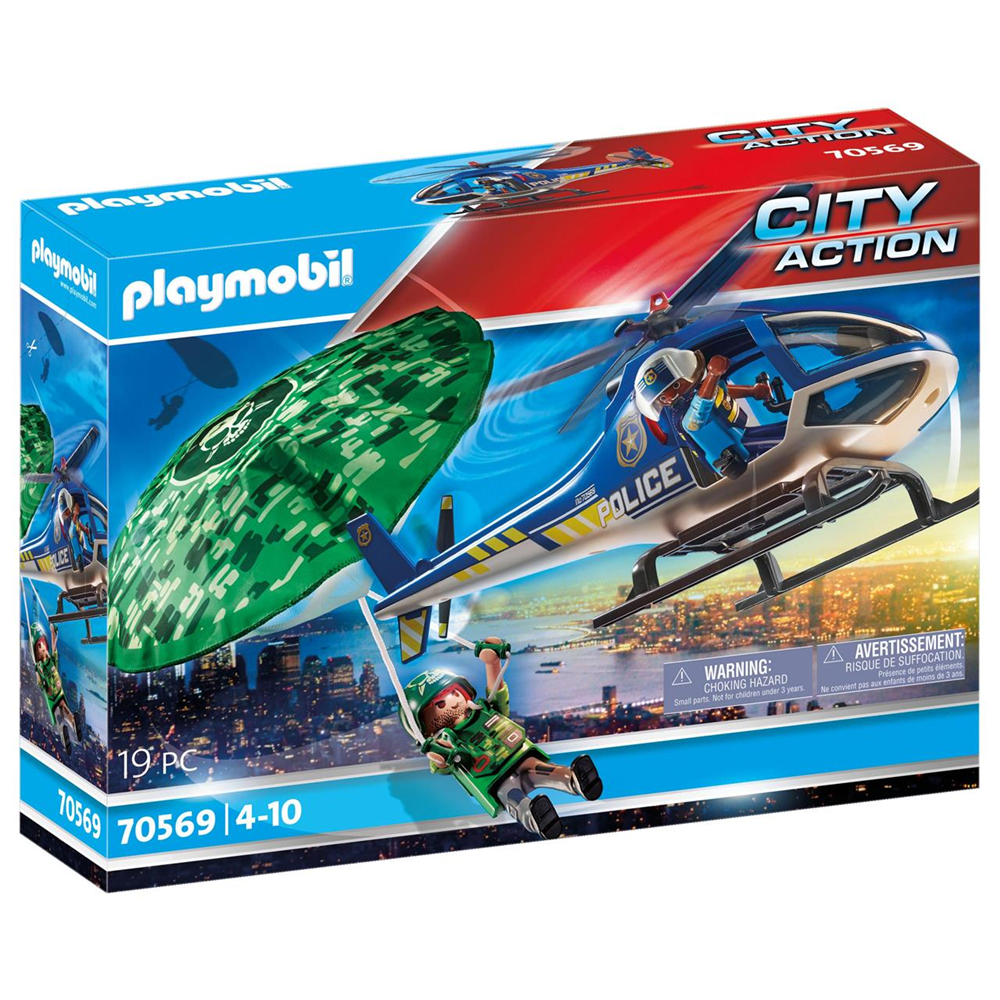 Helicóptero de Policía, persecución en paracaídas Playmobil City Action (70569)