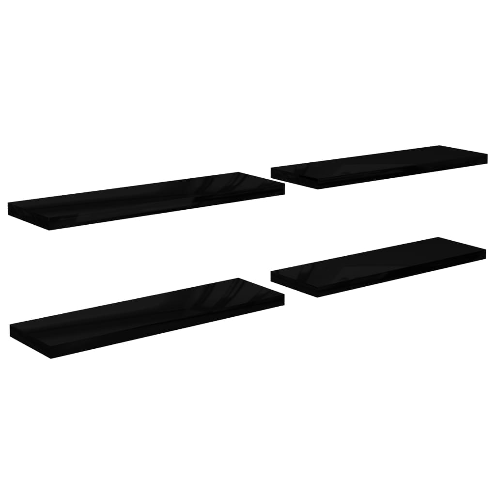 vidaXL Estantes flotantes pared 4 MDF 120x23,5x3,8 cm Blanco brillante, negro brillante, gris brillante Mueble Almacenaje Estantería para Oficina, Estudio, Dormitorio Estantería/Librería/ mueble de Almacenamiento
