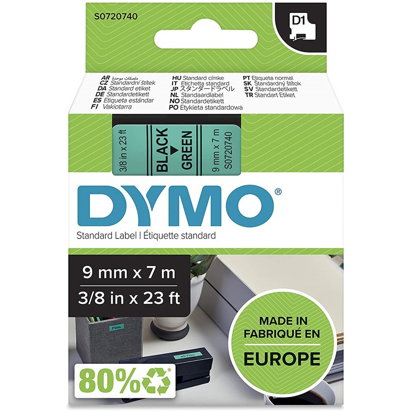 Dymo D1 Cintas 9mmx7m Negro Verde