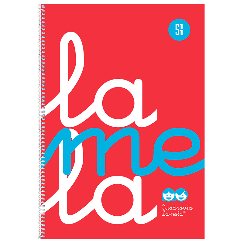 Lamela Cuaderno Espiral 4º (Cuarto) Cubierta Polipropileno Rojo Flúor 80H 90grs Cuadrovía 5mm