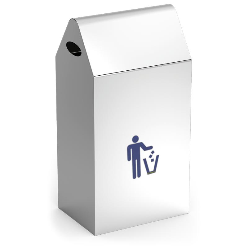 Papelera basculante en acero inox