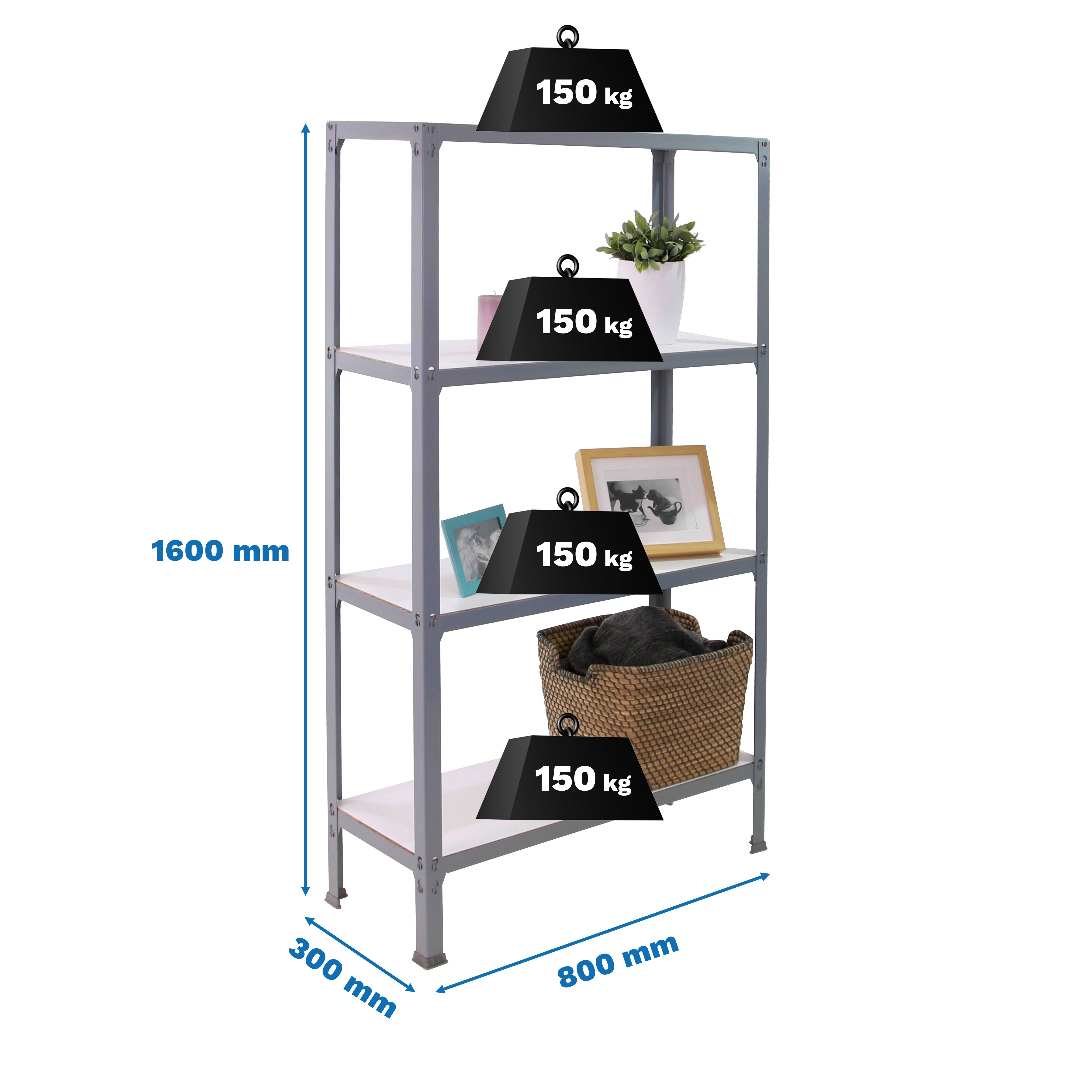 Estantería SIMONRACK Simonhome click wood mini 4/300 gris/blanco