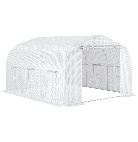 Invernadero túnel Outsunny Garden dim. 3,5L x 3L x 2H m Puerta + 6 ventanas enrollables Acero galvanizado Lona PE de alta densidad Blanco