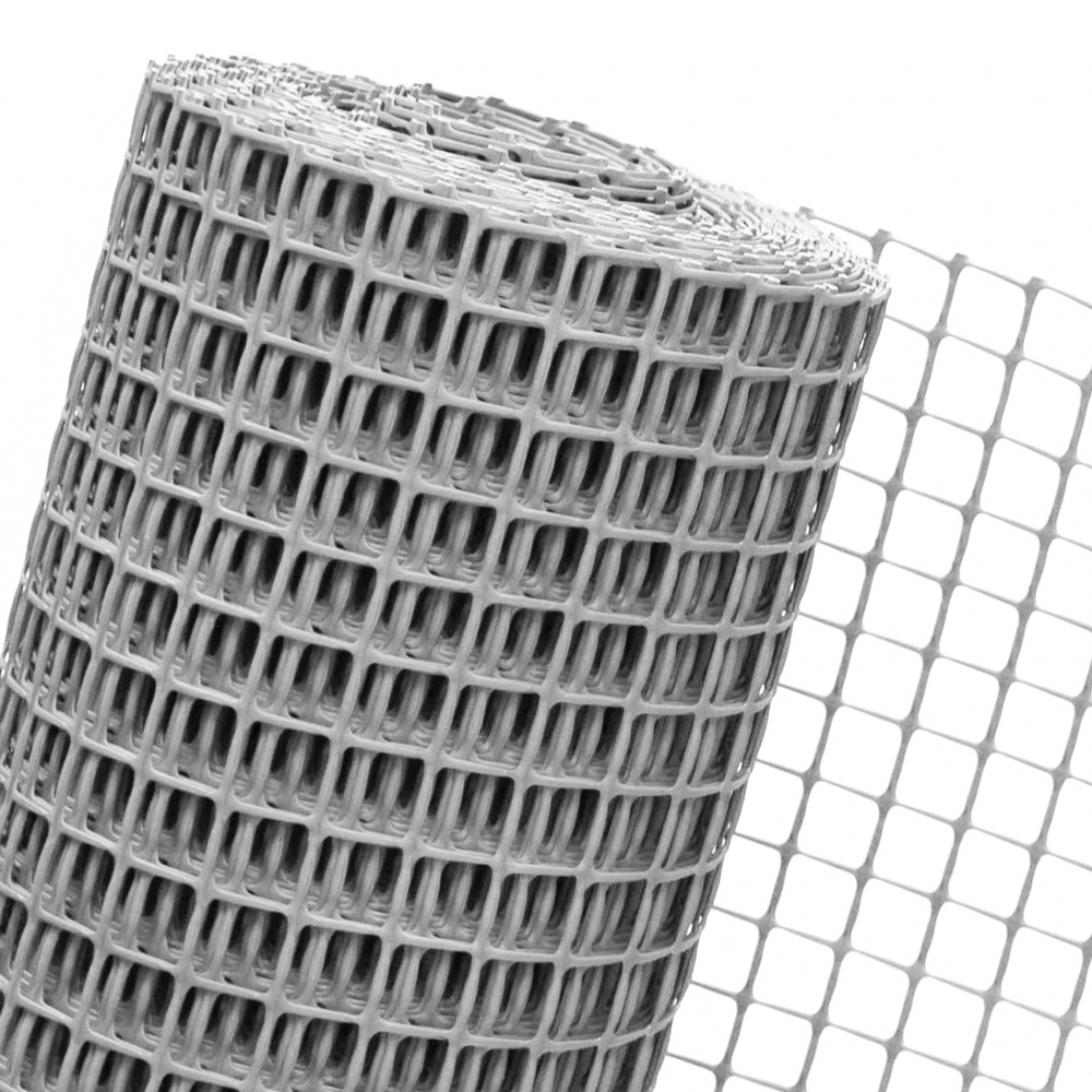 MALLA PLAST. GRIS 11X9MM CUADRADO 25MT
