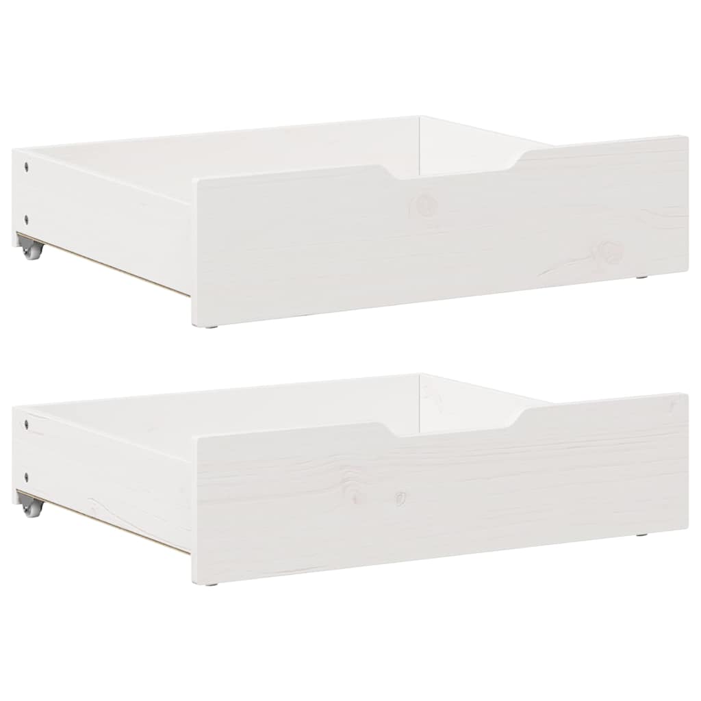 vidaXL Cajones debajo cama 2 uds madera maciza pino 65x55x17 cm en color Blanco/Natural