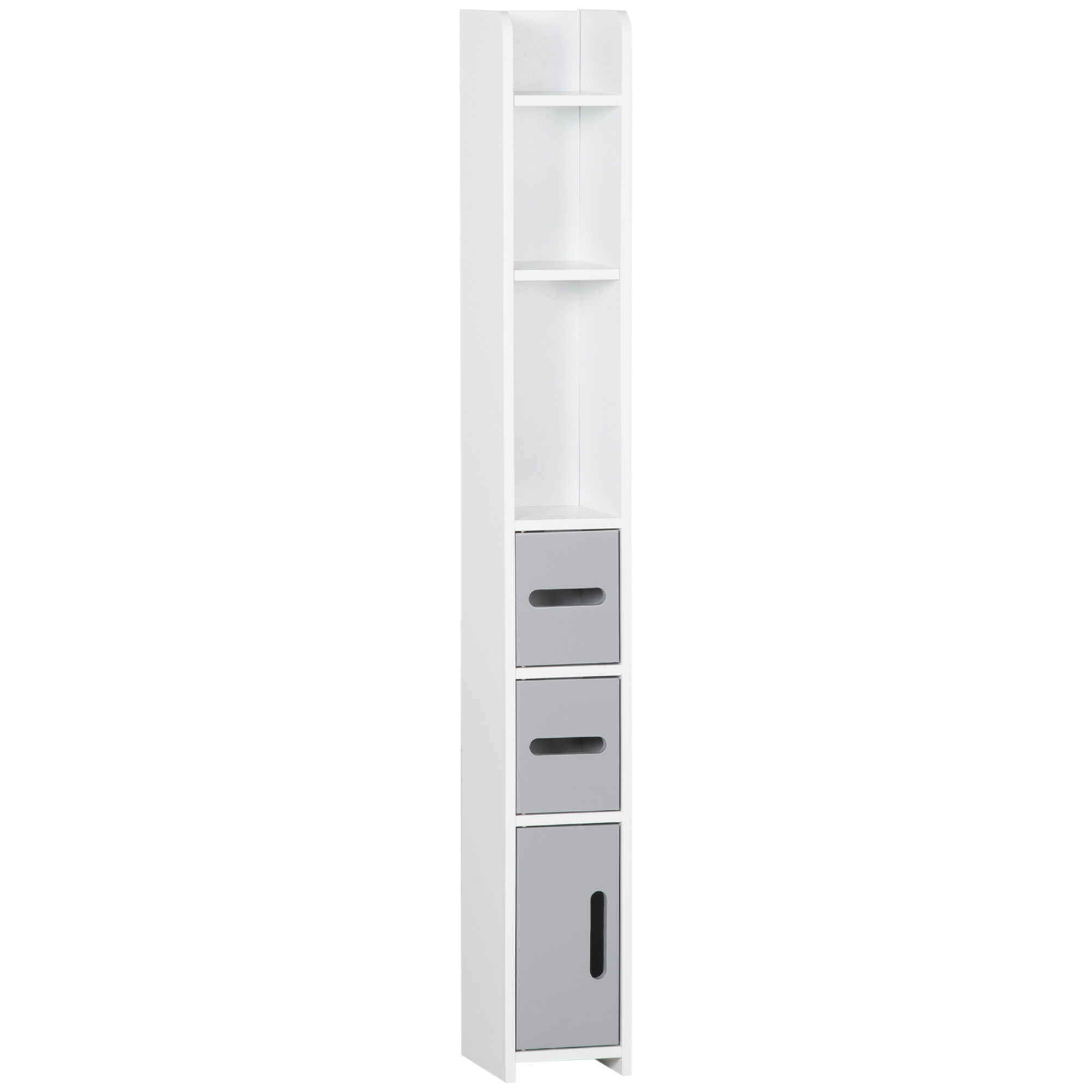 kleankin ArmarioAltodeBaño con 3 Puertas y 3 Estantes Abiertos Columna Auxiliar de Baño para Salón Aseo Dormitorio Estilo Moderno 15x17x120 cm