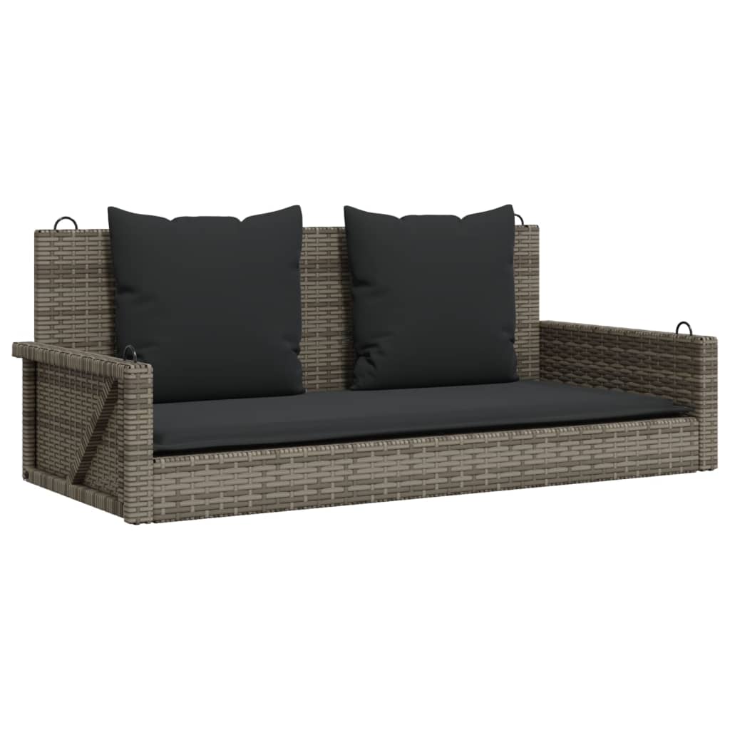 vidaXL Banco columpio con cojines ratán sintético gris 119x56x48 cm