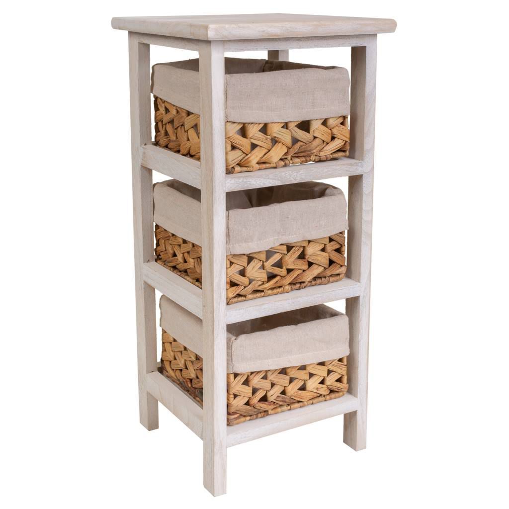 Mesita De Noche De Madera De 3 Cajones 25x25x57cm, El mejor complemento para tu hogar