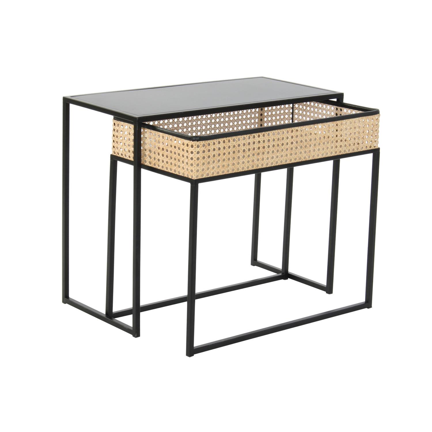 Mesa Centro Set 2 Metal Ratan 60X30X50 Rejilla - Fijalo - El mejor complemento para tu hogar.
