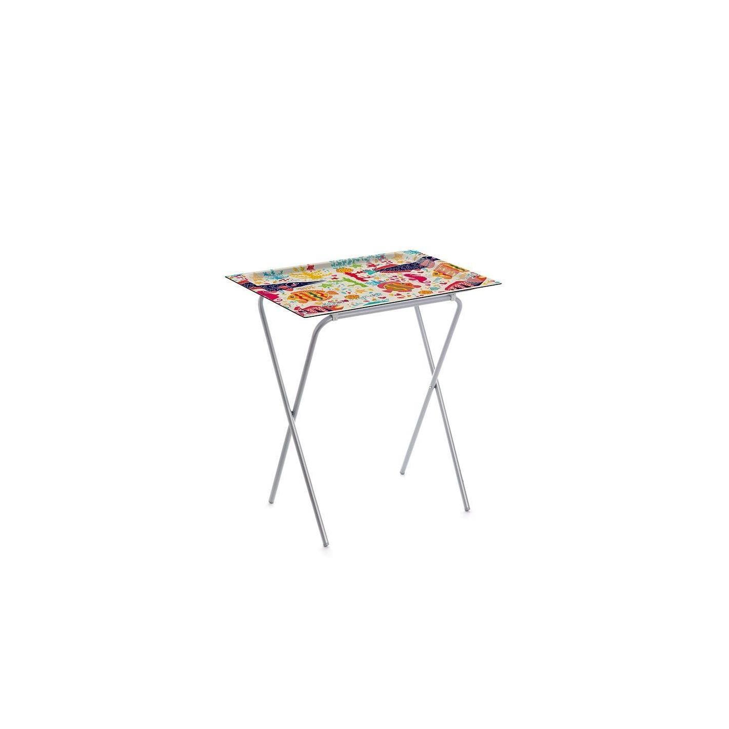 DON HIERRO - Mesa plegable auxiliar ADA con bandeja extraíble para interior y exterior-