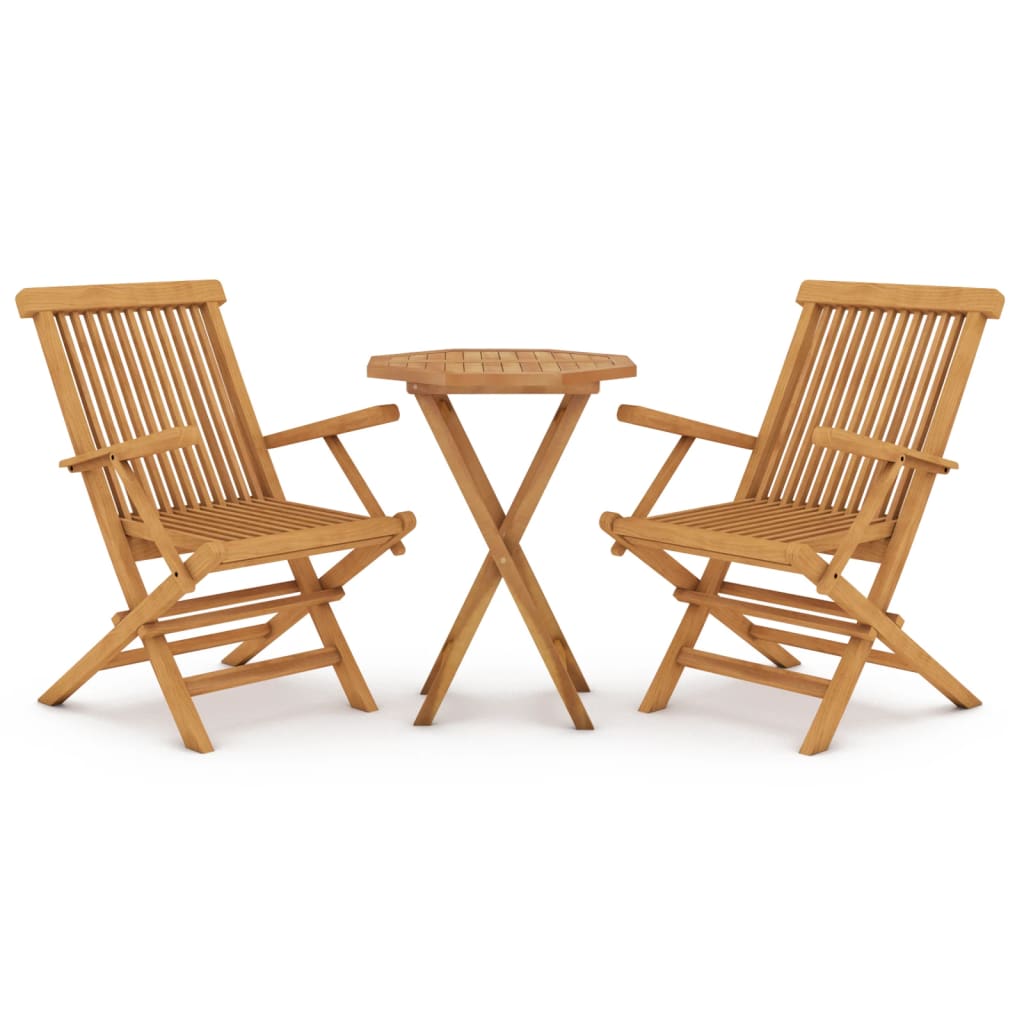 vidaXL Juego de comedor para jardín 3 piezas madera maciza de teca