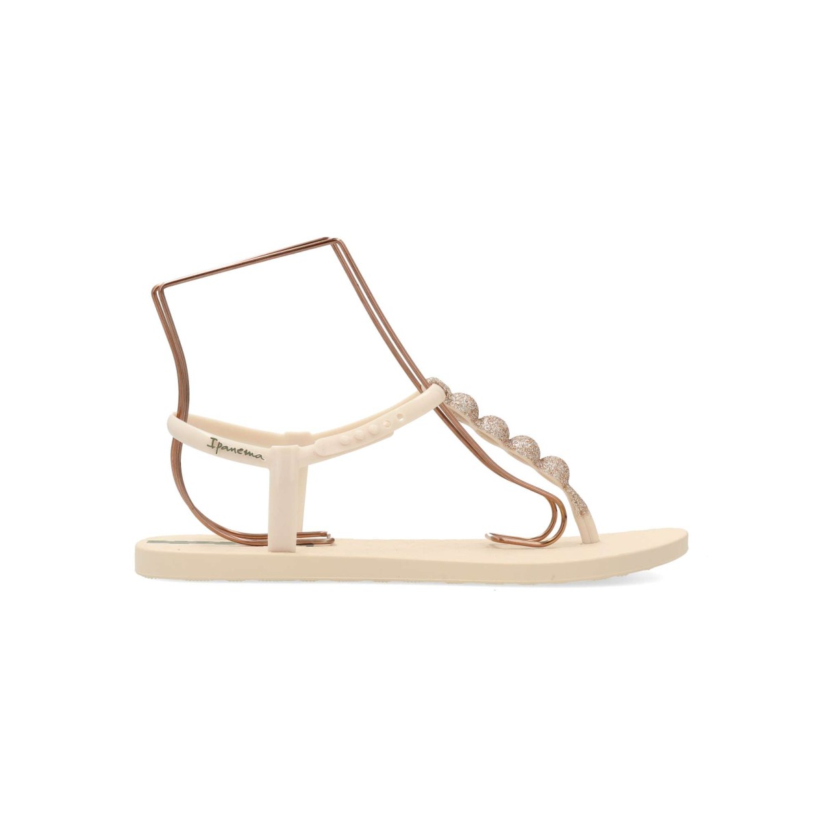 Ipanema - Sandalias de playa Class Easy On Glow para mujer, cómodas y elegantes con tira de brillo, suela de goma flexible y ligera, color beige