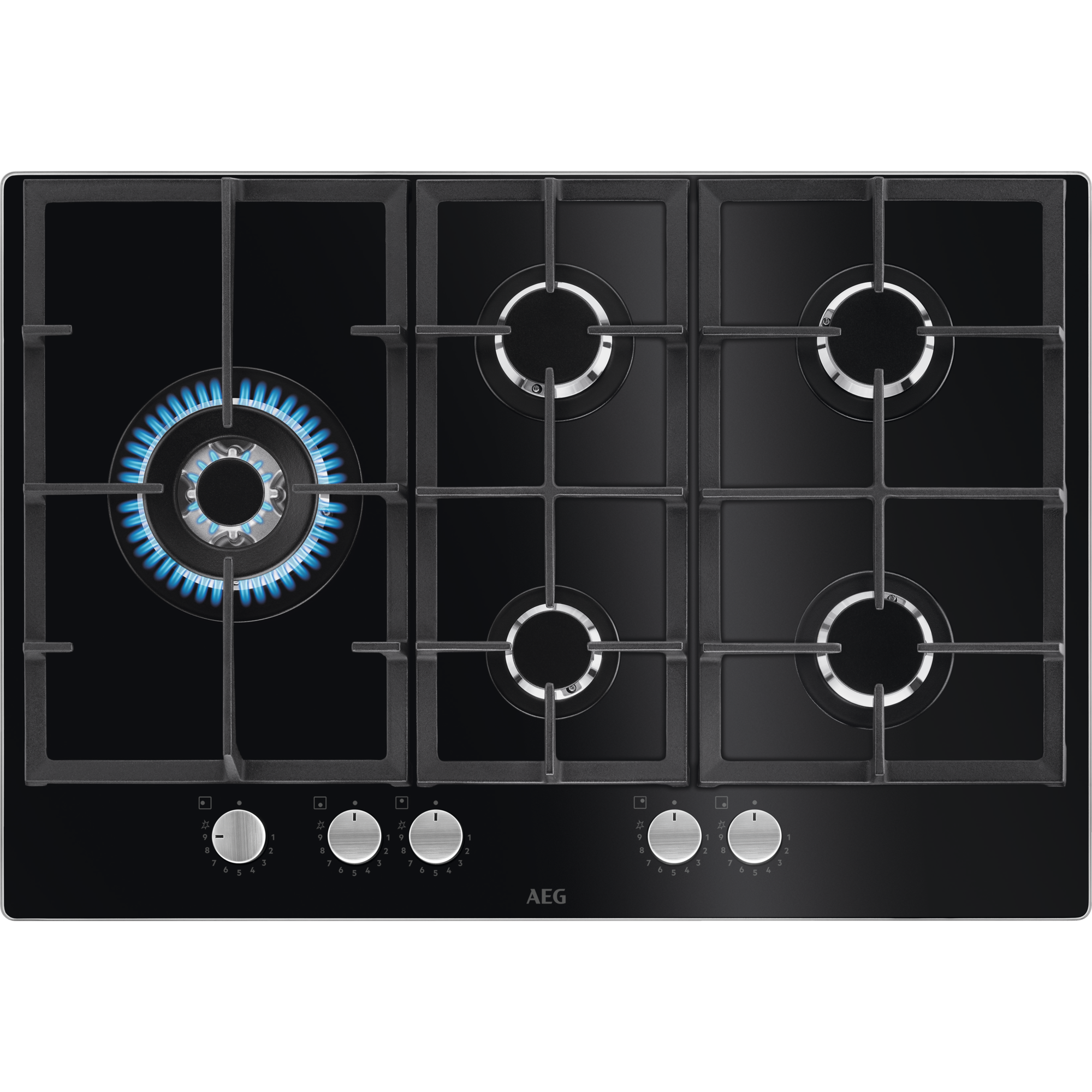 AEG - Placa de gas Serie 6000 Gas on Glass de 75 cm - HKB75820NB