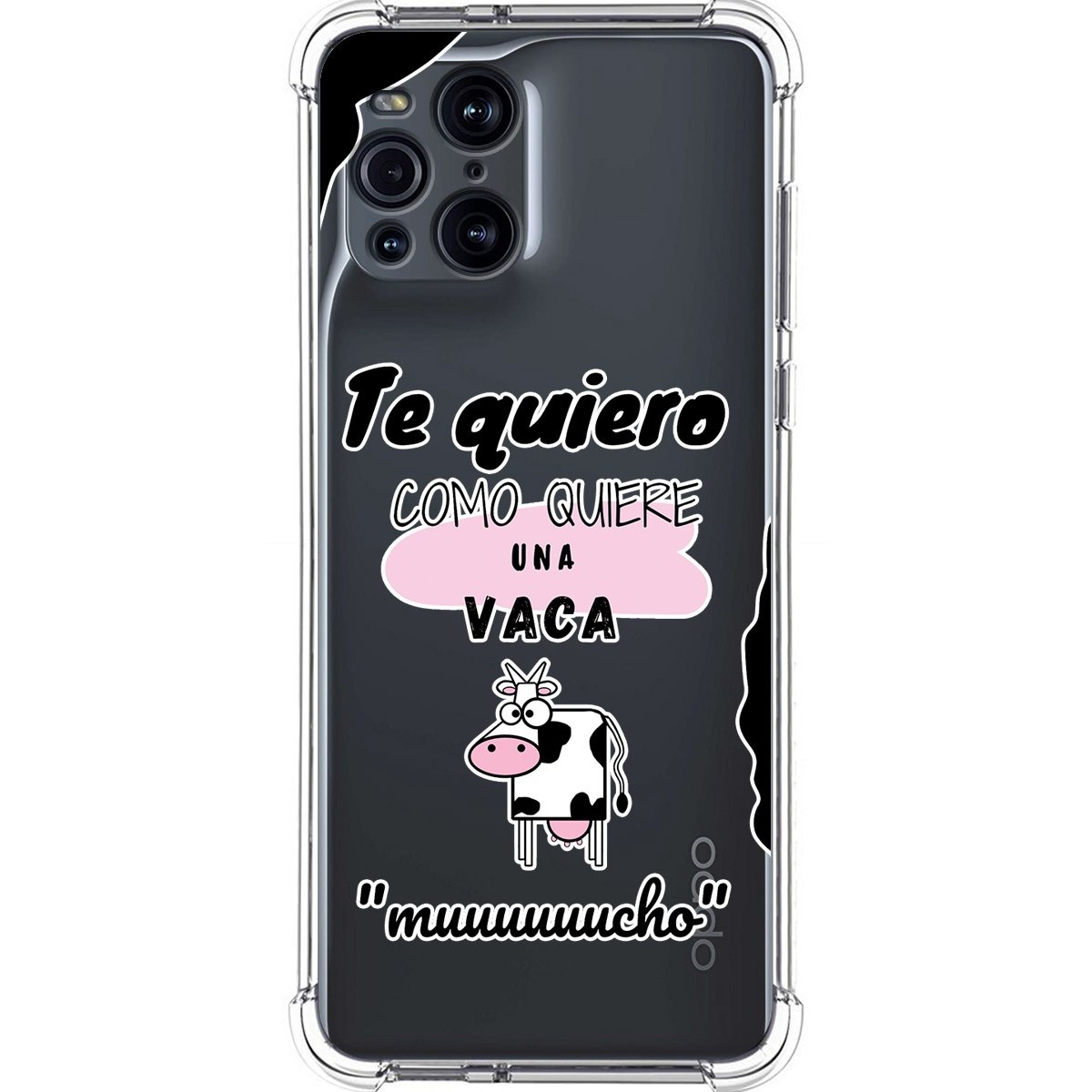 Tumundosmartphone Funda Silicona Antigolpes para Oppo Find X3 Pro 5G diseño Vaca Dibujos
