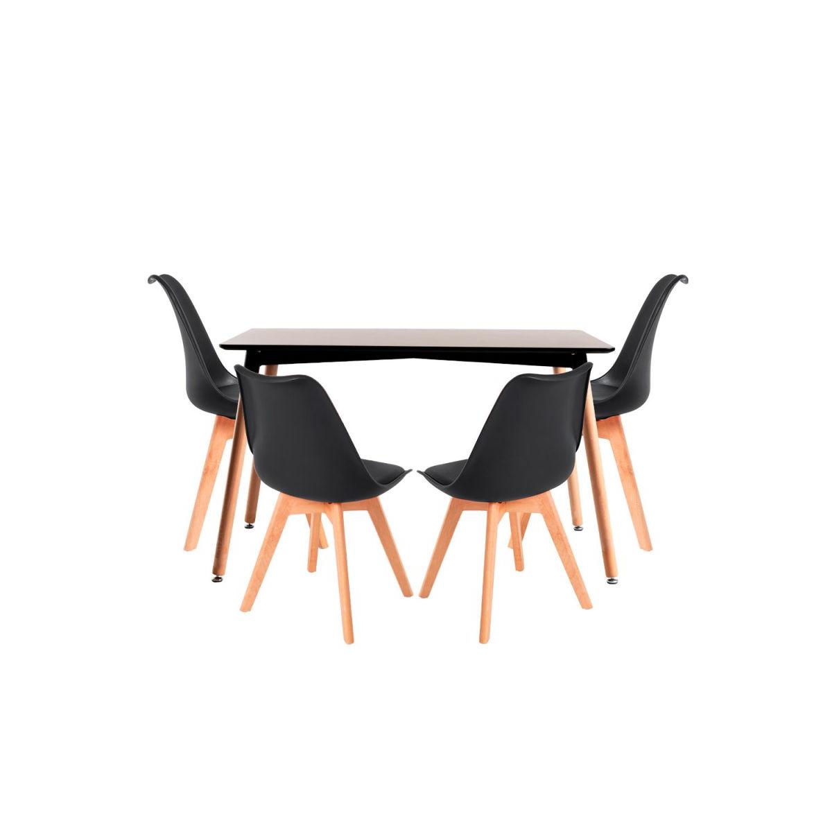 Regalos Miguel - Conjuntos de mesa y sillas - Conjunto Mesa Tower Rectangular 120 x 80 cm Negra y Pack 4 Sillas Synk Basic - Negro
