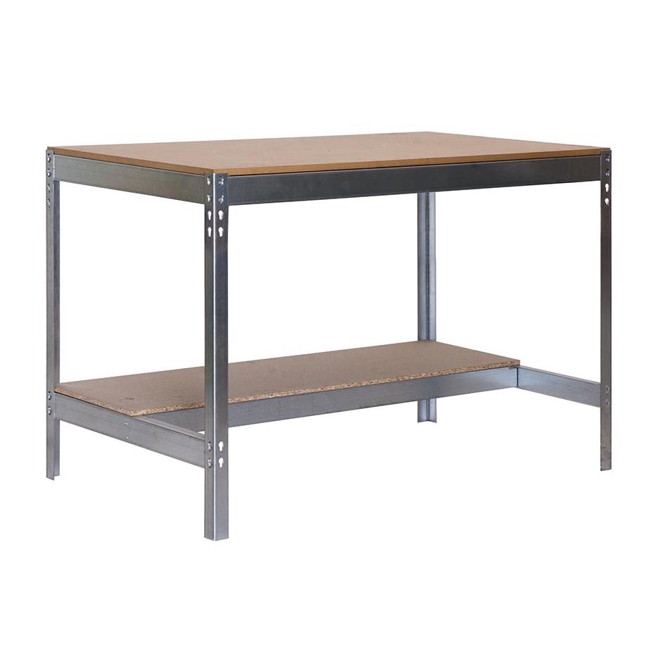 SimonRack Banco de Trabajo Taller, Capacidad Carga 400 kg, 842x910x610 mm, Mesa de Trabajo, Galva/Madera - BT0