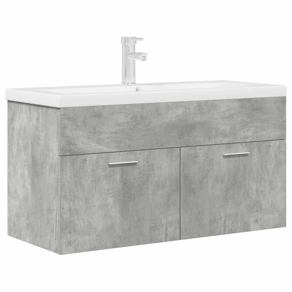 vidaXL Mueble de baño con lavabo incorporado y grifo gris hormigón