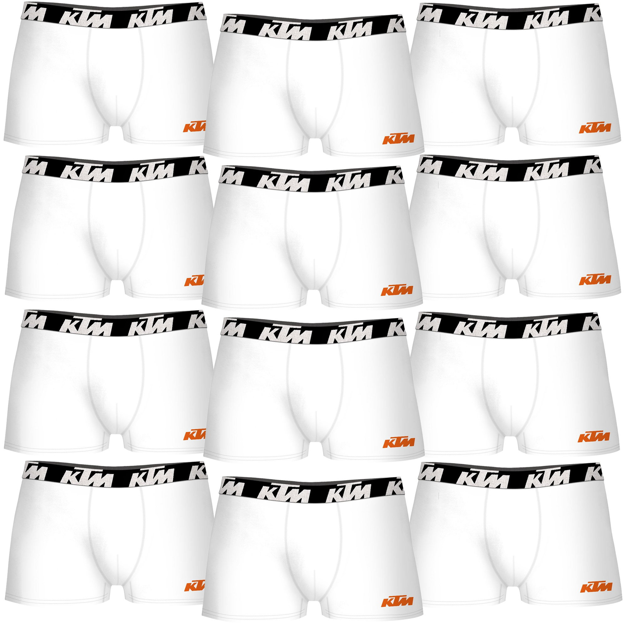 KTM Set de 12 Calzoncillos Bóxer Blancos de Alta Calidad